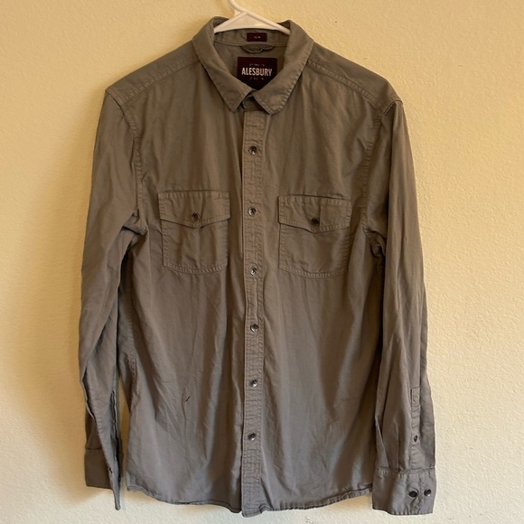 Alesbury Men's Long Sleeve button down slim fit medium grey shirt - Picture 1 of 10